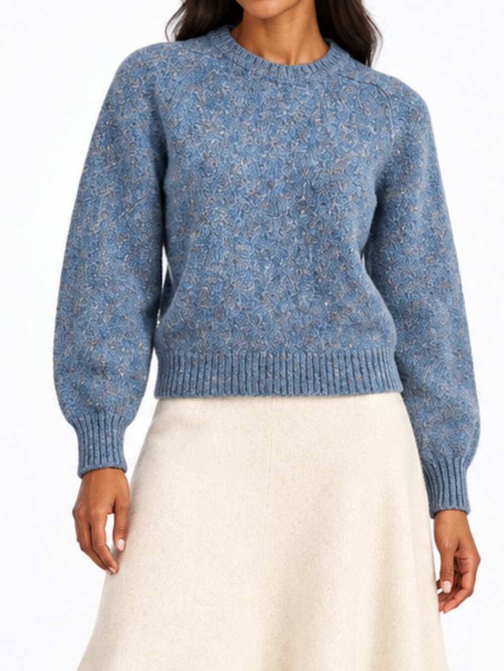 Lands’ End Vintage Blue Shetland Wool Crewneck Sweater Medium Made in England